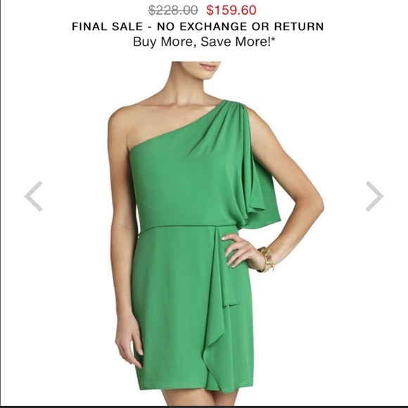 BCBG MAXAZRIA One Shoulder Green Dress Size 06 - Picture 13 of 14